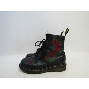 Dr. Martens Womens Size 6 M Black Leather Rose 8 Eye Lace Up Ankle Boots Bootie